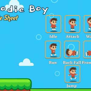 Red Hoodie Boy Platformer Character with Animation
