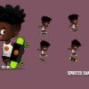 Afro Skater Boy 2D Spine Game Character Sprites